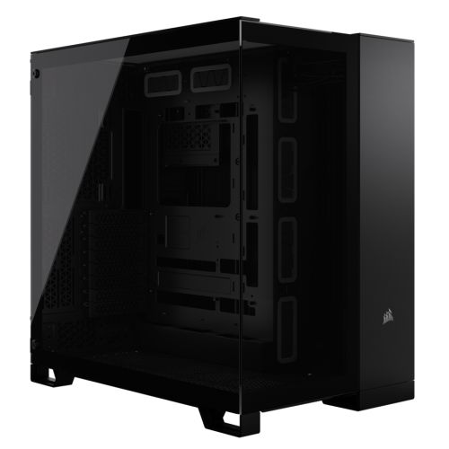 Corsair 6500X Dual Chamber Gaming Case w/ Glass Side &amp; Front, ATX, Mesh Panels, USB-C, Asus BTF Compatible, Black