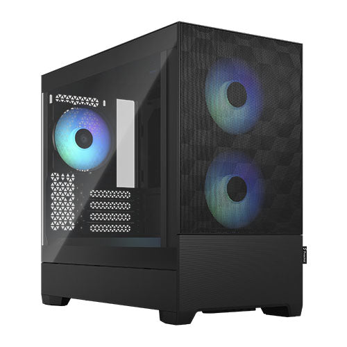 Fractal Design Pop Mini Air RGB (Black TG) Gaming Case w/ Clear Glass Window, Micro ATX, Hexagonal Mesh Front, 3 RGB Fans &amp; ARGB Controller