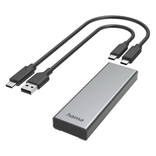 Hama M.2 PCIe/SATA SSD Caddy, USB 10Gbps Type A&amp;C, Compatible with 2280/2260/2242, Aluminium