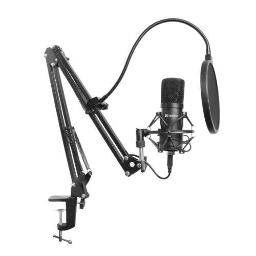 Sandberg Streamer USB Microphone Kit, USB 2.0, Pop Filter, Wind Cover, Shock Mount