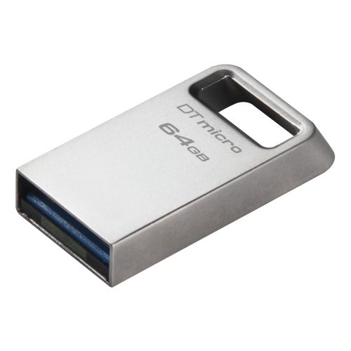 Kingston 64GB DataTraveler Micro Ultra-Small USB 3.2 Gen1 Memory Pen, Capless, Metal Casing, 200MB/s