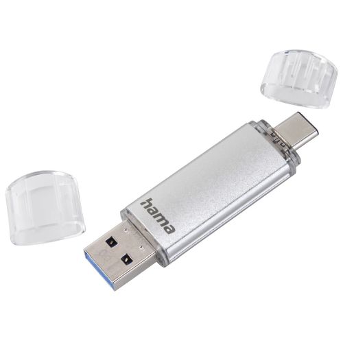 Hama C-Laeta 256GB USB-A &amp; USB-C Memory Pen, Metal Casing, OTG, 70MB/s, Silver