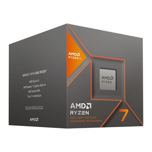 AMD Ryzen 7 8700G with Wraith Spire Cooler, AM5, Up to 5.1GHz, 8-Core, 65W, 24MB Cache, 4nm, 8th Gen, Radeon Graphics