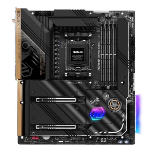 Asrock X670E TAICHI, AMD X670, AM5, EATX, 4 DDR5, HDMI, 2 USB4, Wi-Fi 6E, 2.5G LAN, PD 3.0 27W, PCIe5, RGB, 4x M.2