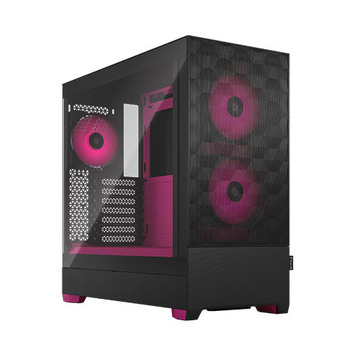 Fractal Design Pop Air RGB (Magenta Core TG) Gaming Case w/ Clear Glass Window, ATX, Hexagonal Mesh Front, Magenta Interior/Accents, 3 RGB Fans &amp; ARGB Controller