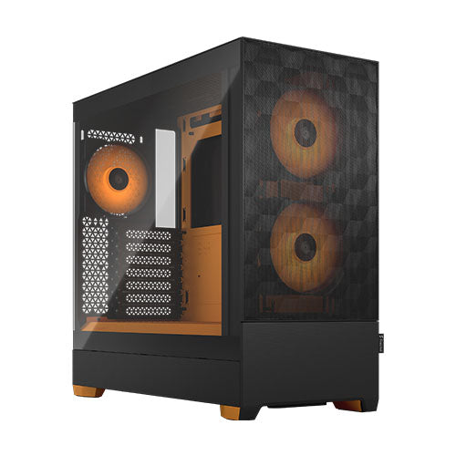 Fractal Design Pop Air RGB (Orange Core TG) Gaming Case w/ Clear Glass Window, ATX, Hexagonal Mesh Front, Orange Interior/Accents, 3 RGB Fans &amp; ARGB Controller