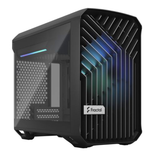 Fractal Design Torrent Nano (Light TG RGB) Case w/ Light Tint Glass Windows, Mini ITX, 1 RGB Fan, ATX PSU &amp; 335mm GPU Support, 280mm Watercooling, RGB Strip, Front Grille, USB-C