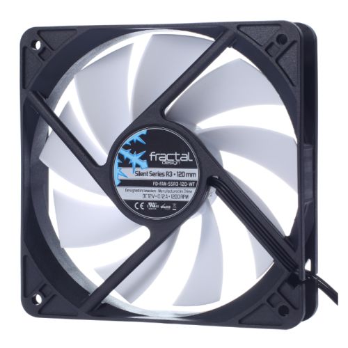 Fractal Design Silent Series R3 12cm Case Fan, Rifle Bearing, 1200 RPM, Black &amp; White