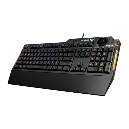 Asus TUF GAMING K1 RGB Keyboard with Volume Knob, 19-key Rollover, Side Light Bar &amp; Armoury Crate, Spill Resistant, Detachable Wrist Rest