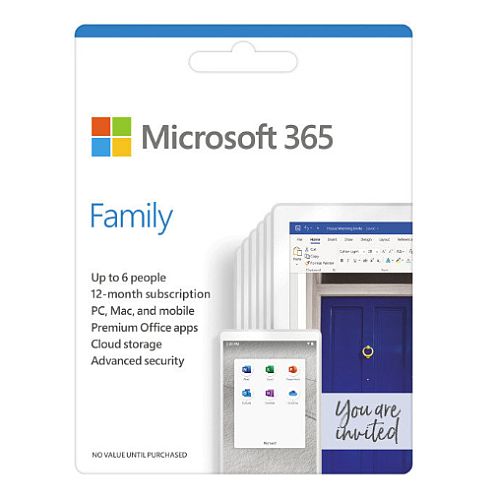 Microsoft Office 365 Family, 6 Users - 5 Devices Each (PC, Mac, iOS &amp; Android), 1 Year Subscription