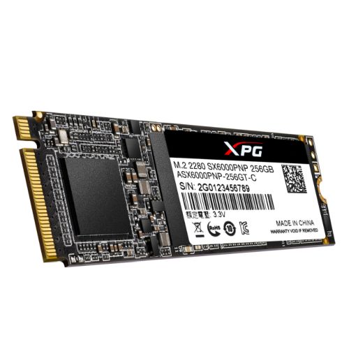 ADATA 256GB XPG SX6000 PRO M.2 NVMe SSD, M.2 2280, PCIe, 3D NAND, R/W 2100/1200 MB/s, 190K/180K IOPS