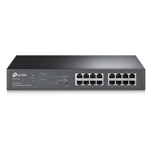 TP-LINK (TL-SG1016PE) 16-Port Gigabit Easy Smart Desktop/Rackmount Switch, 8-Port PoE+, Metal