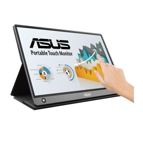 Asus 15.6&quot; Portable IPS Touchscreen Monitor (ZenScreen MB16AMT), 1920 x 1080, USB-C (USB-A adapter), micro-HDMI, 7800mAh Battery, Auto-rotatable, Hybrid Signal, Smart Case Stand