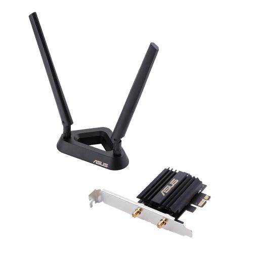 Asus (PCE-AX58BT) AX3000 (574+2402) Wireless Dual Band PCI Express Wi-Fi 6 Adapter, Bluetooth 5.0,  WPA3, OFDMA &amp; MU-MIMO, External Base