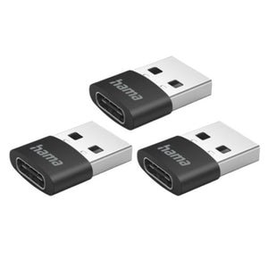 Hama USB 2.0 Adapter 3-Pack, USB-A Male to USB-C Female, 480Mbps