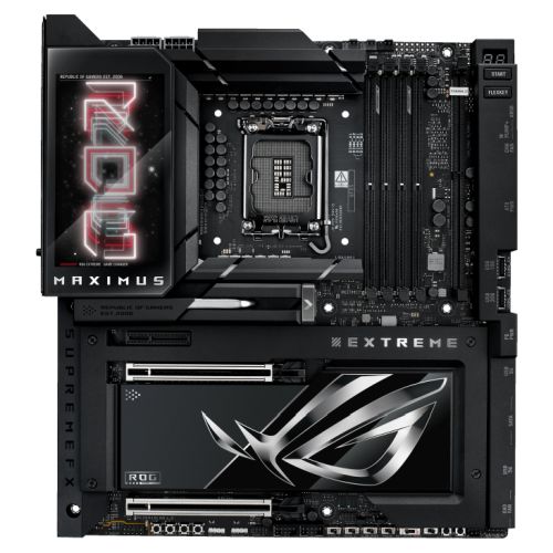 Asus ROG MAXIMUS Z890 EXTREME, Intel Z890, 1851, EATX, 4 DDR5, HDMI, 2 TB5, Wi-Fi 7, 10G & 2.5G LAN, ROG Q-DIMM.2 Card, LCD Screen, 6x M.2