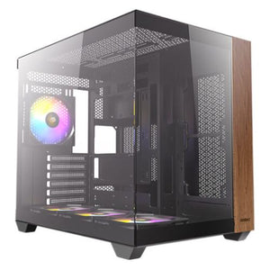 Antec CX800 Wood ARGB Dual Chamber Gaming Case w/ Glass Side & Front, ATX, 4x RGB Fans, LED Button, USB-C, Asus BTF Compatible, Black/Wood