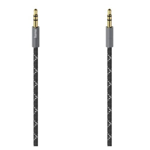 Hama 3.5mm Jack Stereo Cable, Male to Male, Gold-Plated, Fabric Jacket, 1.5 Metre