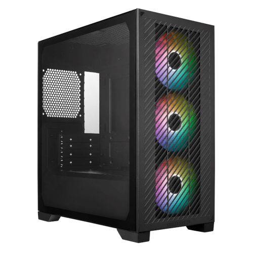 Cooler Master Elite 301 Gaming Case w/ Glass Side, Micro ATX, 3x ARGB Fans, PSU Shroud, Intake Grill, USB-C, Black