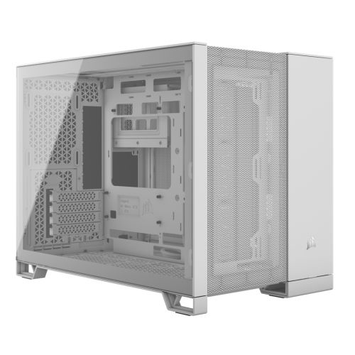 Corsair 2500D Airflow Dual Chamber Gaming Case w/ Glass Window, Micro ATX, Fully Mesh Panelling, USB-C, Asus BTF Compatible, White