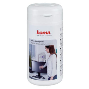 Hama Moist Screen Cleaning Cloths, Fleece, x100 in Dispenser Tub