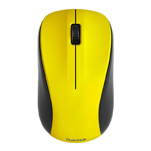 Hama MW-300 V2 Wireless Optical Mouse, 3 Buttons, Quiet, Ambidextrous, Yellow/Black