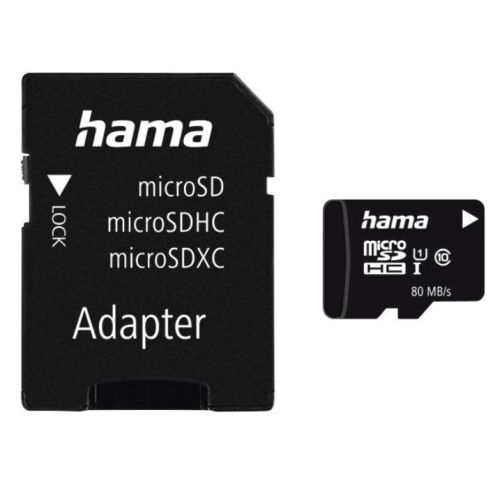 Hama 265GB MicroSDHC Card with SD Adapter, Class 10 UHS-I, Up to 80MB/s