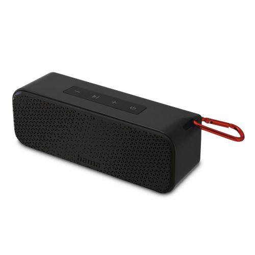 Hama PowerBrick 2.0 Bluetooth/3.5mm Jack 8W Portable Loudspeaker, 2500mAh Battery, IPX4 Splashproof, Carabiner, Black