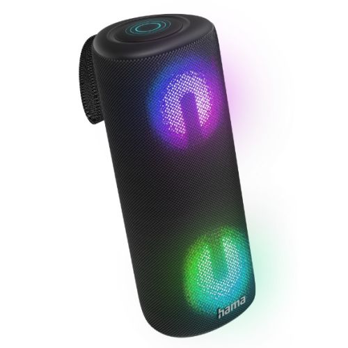 Hama Pipe 3.0 Bluetooth/3.5mm Jack 24W Portable Loudspeaker, Microphone, 2000mAh Battery, IPX5 Waterproof, LED Lighting, Equaliser, Black