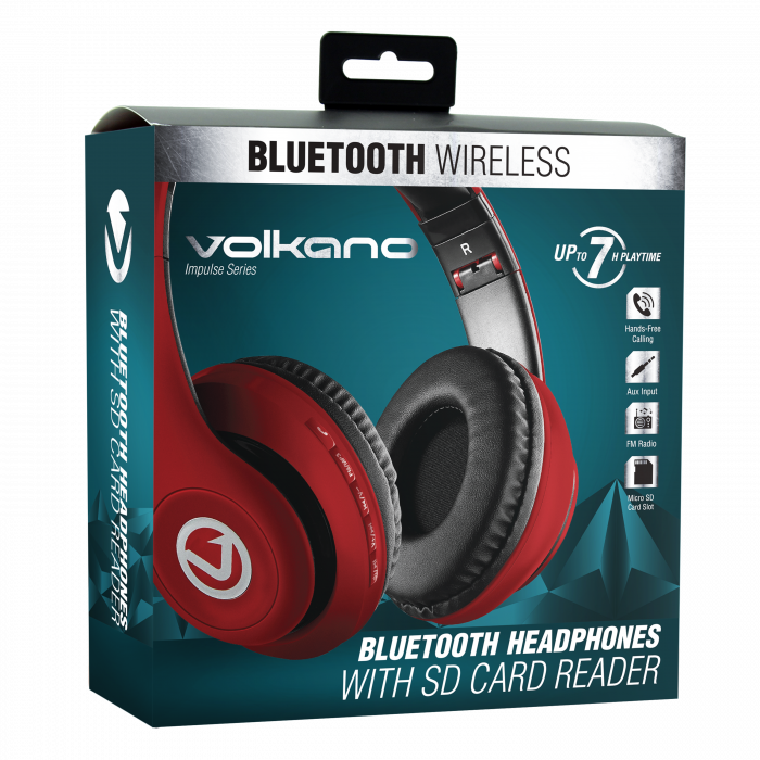 Volkano Aural series Wireless Headphones, Bluetooth, Black (VK-2102-BK)