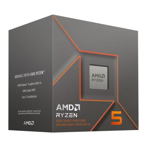 AMD Ryzen 5 8500G with Wraith Stealth Cooler, AM5, Up to 5.0GHz, 6-Core, 65W, 22MB Cache, 4nm, 8th Gen, Radeon Graphics