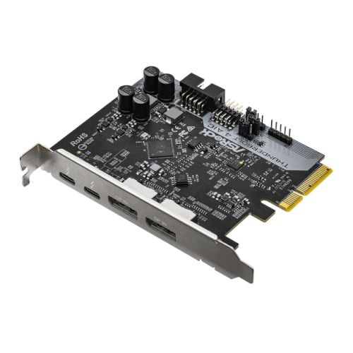Asrock Thunderbolt 4 AIC, PCI Express, 2 x Thunderbolt 4 Type-C, 2 x DisplayPort IN, 1 x USB 2.0, TBT Header - Baztex I/O Cards/Panels