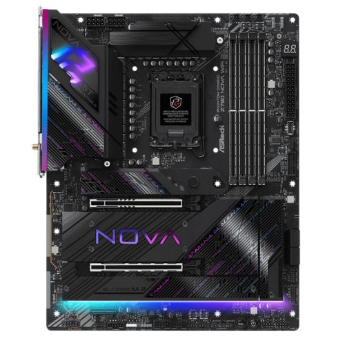 Asrock Z790 NOVA WIFI, Intel Z790, 1700, ATX, 4 DDR5, HDMI, DP, Wi-Fi 7, 2.5G LAN, PCIe5, RGB, 6x M.2 - Baztex Motherboards