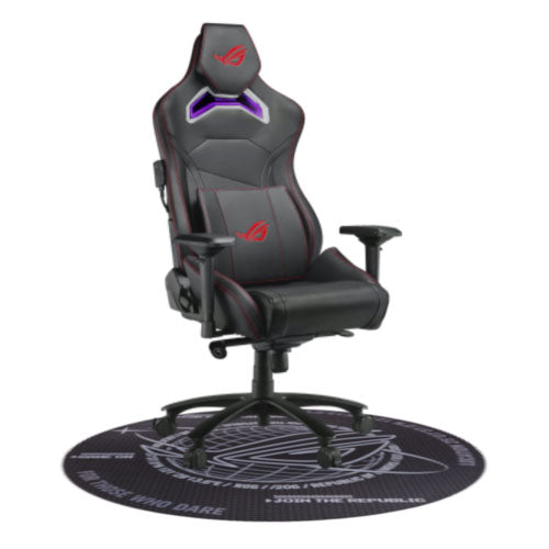 Asus ROG Chariot RGB Gaming Chair, Steel Frame, PU Leather, Memory-Foam Lumbar, 4D Armrests, 145° Recline, *FREE ROG Cosmic Polyester Floor Mat*