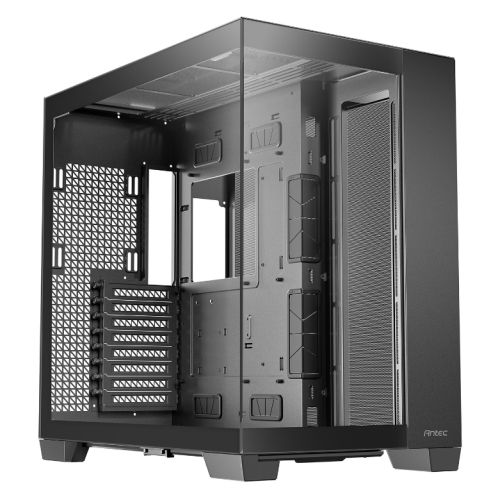 Antec C8 Gaming Case w/ Glass Side & Front, E-ATX, Dual Chamber, Mesh Panels, USB-C, Black