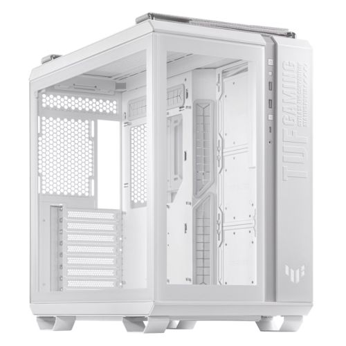 Asus TUF Gaming GT502 Case w/ Front & Side Glass Window, ATX, Dual Chamber, Modular Design, LED Control Button, USB-C, Carry Handles, White - Baztex Cases