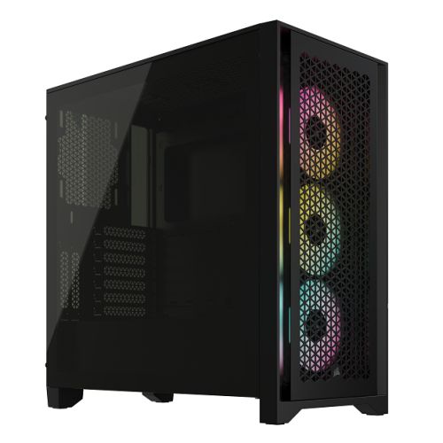 Corsair iCUE 4000D RGB AIRFLOW Gaming Case w/ Glass Window, E-ATX, 3x AF120 RGB Fans, High-Airflow Front, USB-C, RGB Controller, Black - Baztex Cases
