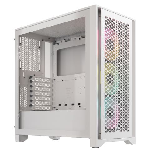 Corsair iCUE 4000D RGB AIRFLOW Gaming Case w/ Glass Window, E-ATX, 3x AF120 RGB Fans, High-Airflow Front, USB-C, RGB Controller, White - Baztex Cases