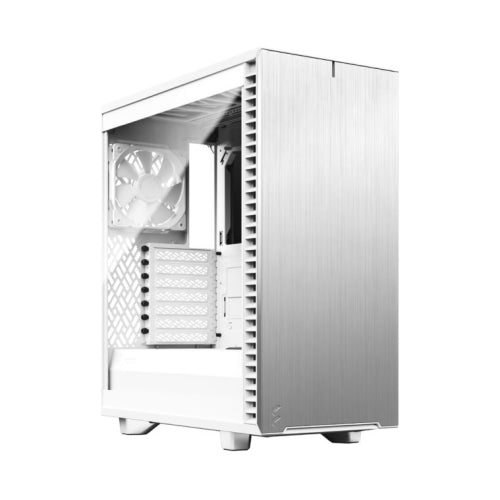 Fractal Design Define 7 Compact (White TG) Gaming Case w/ Clear Glass Window, ATX, 2 Fans, Sound Dampening, Ventilated PSU Shroud, USB-C, White - Baztex Cases
