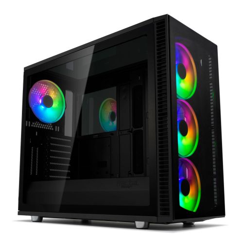 Fractal Design Define S2 Vision RGB Gaming Case w/ Dark Tint Glass Windows, E-ATX, ARGB Strip, 4 ARGB Fans, RGB Controller, Fan Hub, USB-C - Baztex Cases