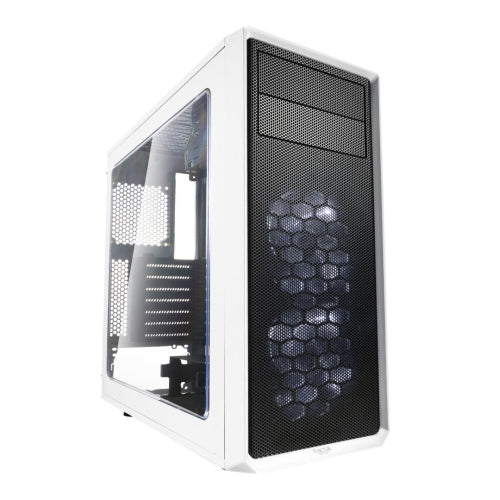 Fractal Design Focus G (White) Gaming Case w/ Clear Window, ATX, 2 White LED Fans, Kensington Bracket, Filtered Front, Top & Base Air Intakes - Baztex Cases