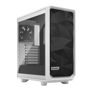 Fractal Design Meshify 2 Compact (White TG) Gaming Case w/ Clear Glass Window, ATX, Angular Mesh Front, 3 Fans, Detachable Front Filter, USB-C - Baztex Cases