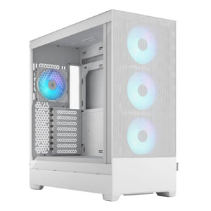 Fractal Design Pop XL Air RGB (White TG) Gaming Case w/ Clear Glass Window, E-ATX, Hexagonal Mesh Front, 4 RGB Fans & RGB Controller - Baztex Cases