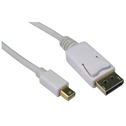 Spire Mini DisplayPort Male to DisplayPort Male Converter Cable, 2 Metres, Gold Connectors, White - Baztex Display/Visual