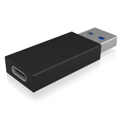 Icy Box USB 3.1 Gen2 Type-A Male to USB Type-C Female Converter Dongle, Black