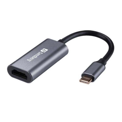 Sandberg USB-C Male to HDMI Female Converter, Aluminium Case, 5 Year Warranty - Baztex Display/Visual