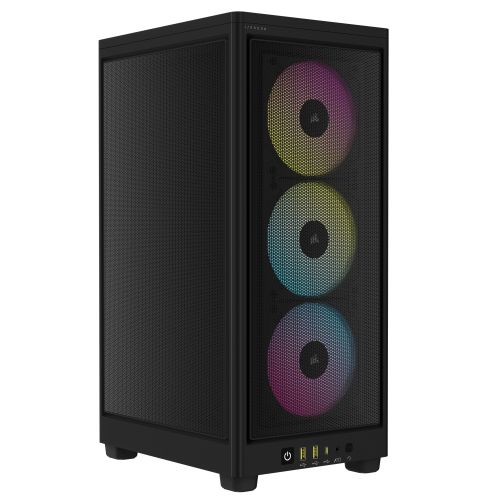 Corsair iCUE 2000D RGB Airflow Mini ITX Gaming Case, Mesh Panels, 3 RGB Fans, Triple-Slot GPU Support, USB-C, RGB Controller, Requires SFX/SFX-L PSU, Black - Baztex Cases
