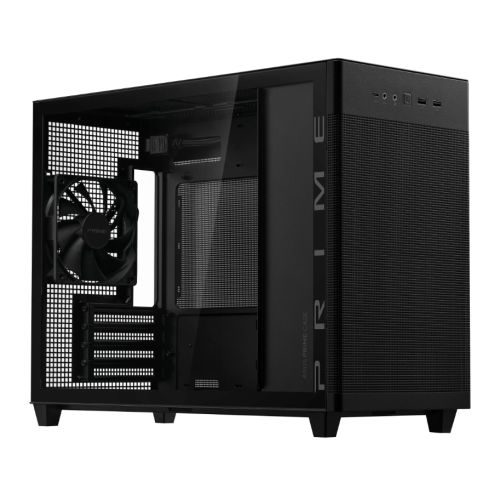 Asus Prime AP201 Gaming Case w/ Tempered Glass Window, Micro ATX, USB-C, Tool-free Panels, 338mm GPU & 360mm Radiator Support, Black - Baztex Cases
