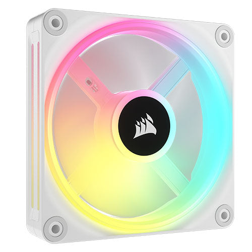 Corsair iCUE LINK QX120 12cm PWM RGB Case Fan, 34 RGB LEDs, Magnetic Dome Bearing, 2400 RPM, White, Single Fan Expansion Kit - Baztex Cooling