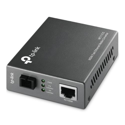TP-LINK (MC111CS) Single-Mode SC Fiber WDM Media Converter, up to 20km, TX:1550nm, RX:1310nm - Baztex Media Converters / Racks